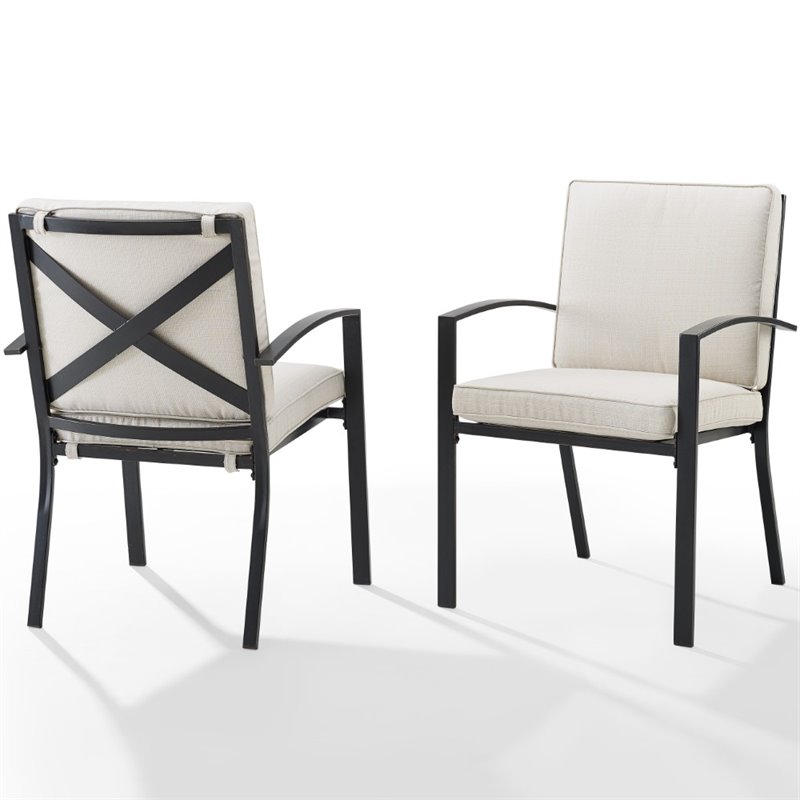 Crosley Furniture Kaplan Fabric Outdoor Dining Chair Set in Oatmeal (Set of 2)