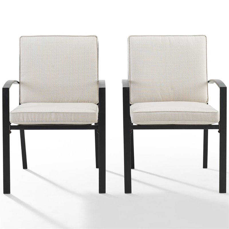 Crosley Furniture Kaplan Fabric Outdoor Dining Chair Set in Oatmeal (Set of 2)