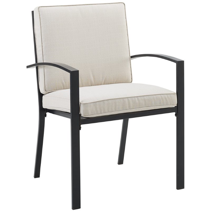 Crosley Furniture Kaplan Fabric Outdoor Dining Chair Set in Oatmeal (Set of 2)