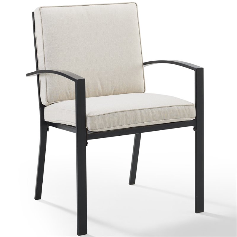 Crosley Furniture Kaplan Fabric Outdoor Dining Chair Set in Oatmeal (Set of 2)