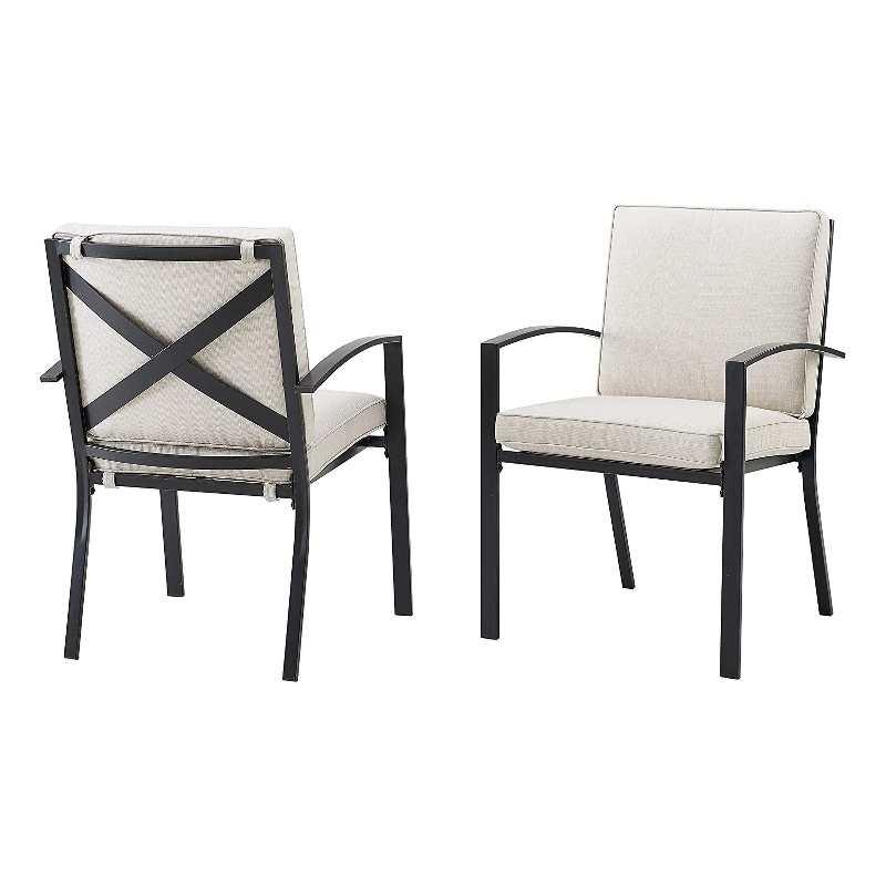 Crosley Furniture Kaplan Fabric Outdoor Dining Chair Set in Oatmeal (Set of 2)