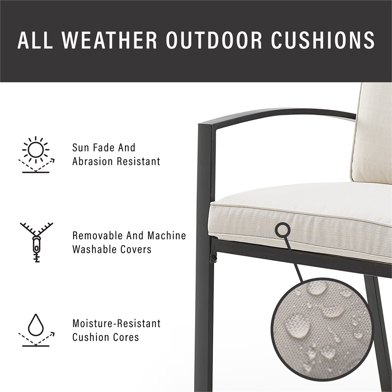 Crosley Furniture Kaplan Fabric Outdoor Dining Chair Set in Oatmeal (Set of 2)