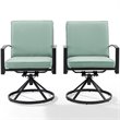 Crosley Furniture Kaplan Fabric Outdoor Swivel Chair Set in Green (Set of 2)