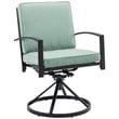 Crosley Furniture Kaplan Fabric Outdoor Swivel Chair Set in Green (Set of 2)