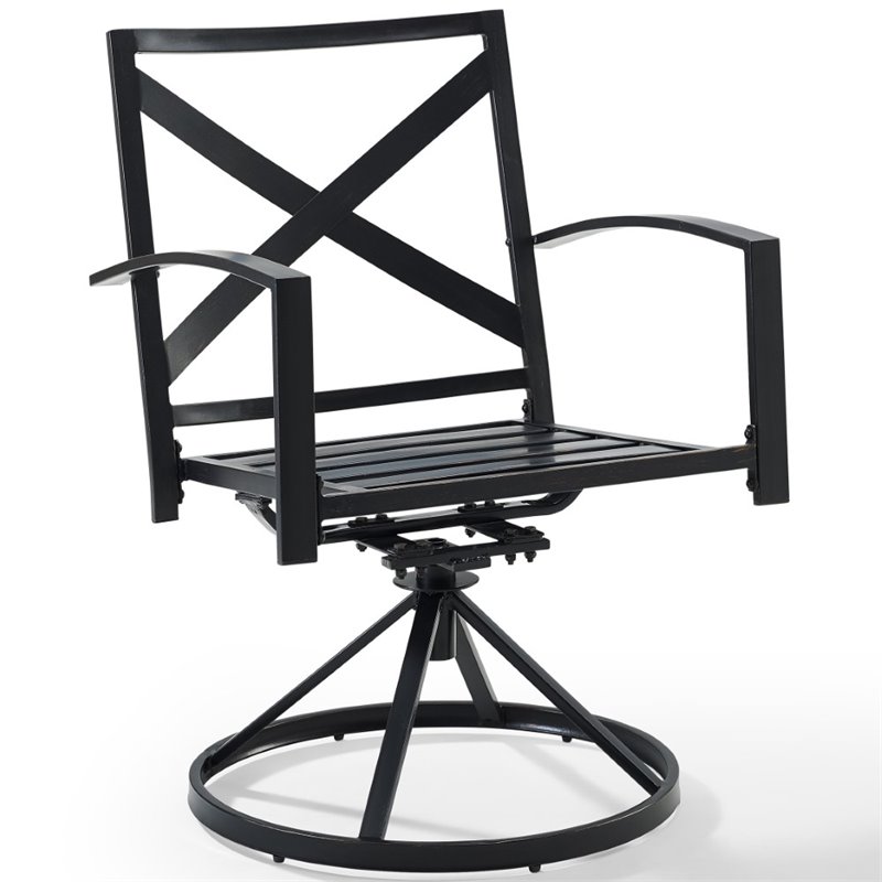 Crosley Furniture Kaplan Fabric Outdoor Swivel Chair Set in Green (Set of 2)