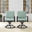 Crosley Furniture Kaplan Fabric Outdoor Swivel Chair Set in Green (Set of 2)
