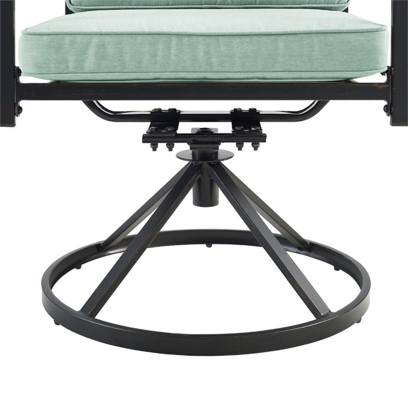 Crosley Furniture Kaplan Fabric Outdoor Swivel Chair Set in Green (Set of 2)