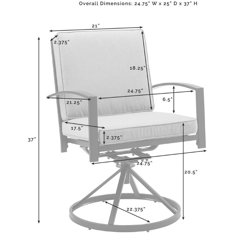 Crosley Furniture Kaplan Fabric Outdoor Swivel Chair Set in Green (Set of 2)