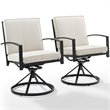 Crosley Furniture Kaplan Fabric Outdoor Swivel Chair Set in Oatmeal (Set of 2)