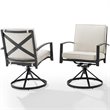 Crosley Furniture Kaplan Fabric Outdoor Swivel Chair Set in Oatmeal (Set of 2)