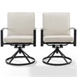 Crosley Furniture Kaplan Fabric Outdoor Swivel Chair Set in Oatmeal (Set of 2)