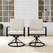 Crosley Furniture Kaplan Fabric Outdoor Swivel Chair Set in Oatmeal (Set of 2)