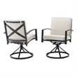 Crosley Furniture Kaplan Fabric Outdoor Swivel Chair Set in Oatmeal (Set of 2)