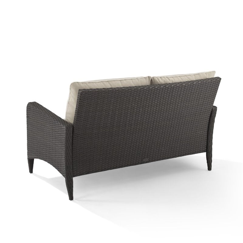 Crosley Kiawah Outdoor Wicker Loveseat in Beige
