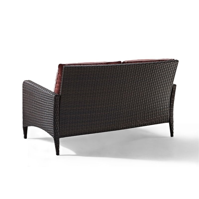 Crosley Kiawah Outdoor Wicker Loveseat in Sangria