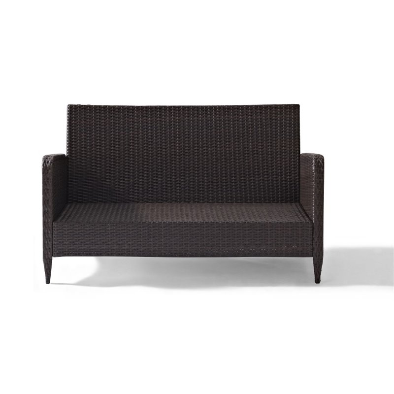 Crosley Kiawah Outdoor Wicker Loveseat in Sangria