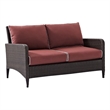Crosley Kiawah Outdoor Wicker Loveseat in Sangria