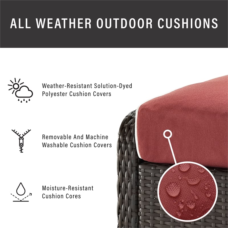 Crosley Kiawah Outdoor Wicker Loveseat in Sangria