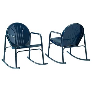 crosley griffith metal rocking chair in navy gloss (set of 2)