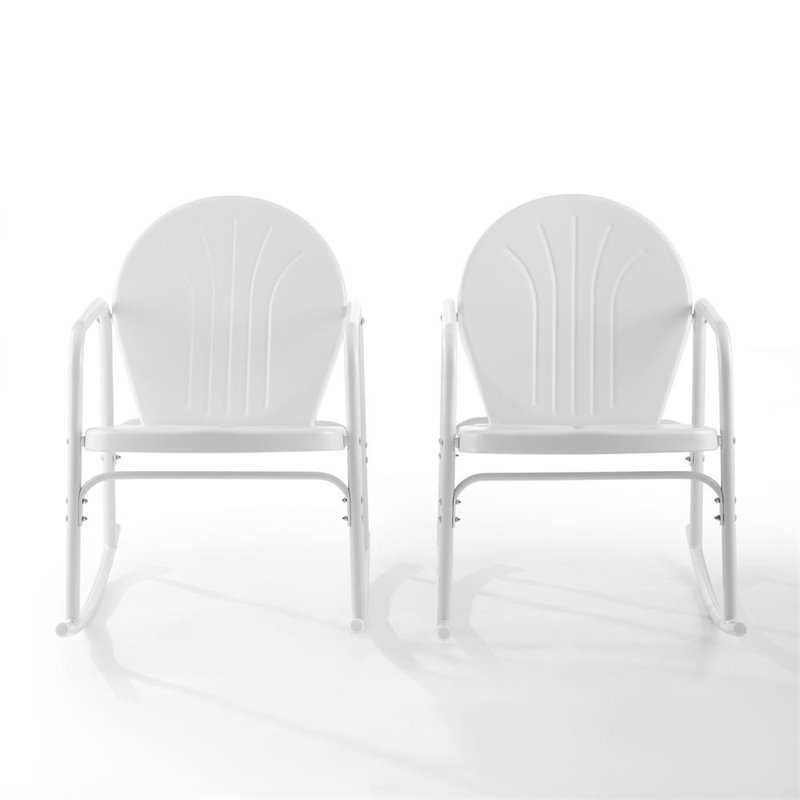 Crosley Furniture Griffith Metal Rocking Chair in White Gloss (Set of 2)