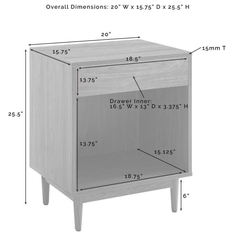 Crosley Furniture Liam 1 Particle Board Wood Drawer End Table in Walnut