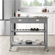 Crosley Chloe Stainless Steel Top Kitchen Cart in Gray