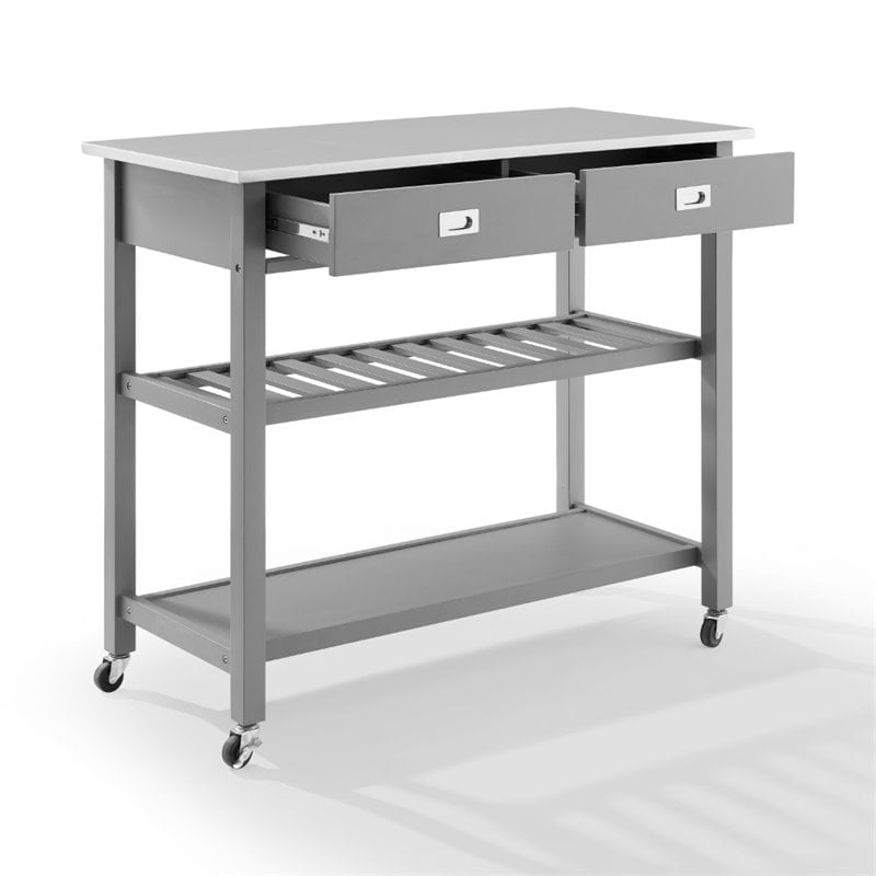 Crosley Chloe Stainless Steel Top Kitchen Cart in Gray