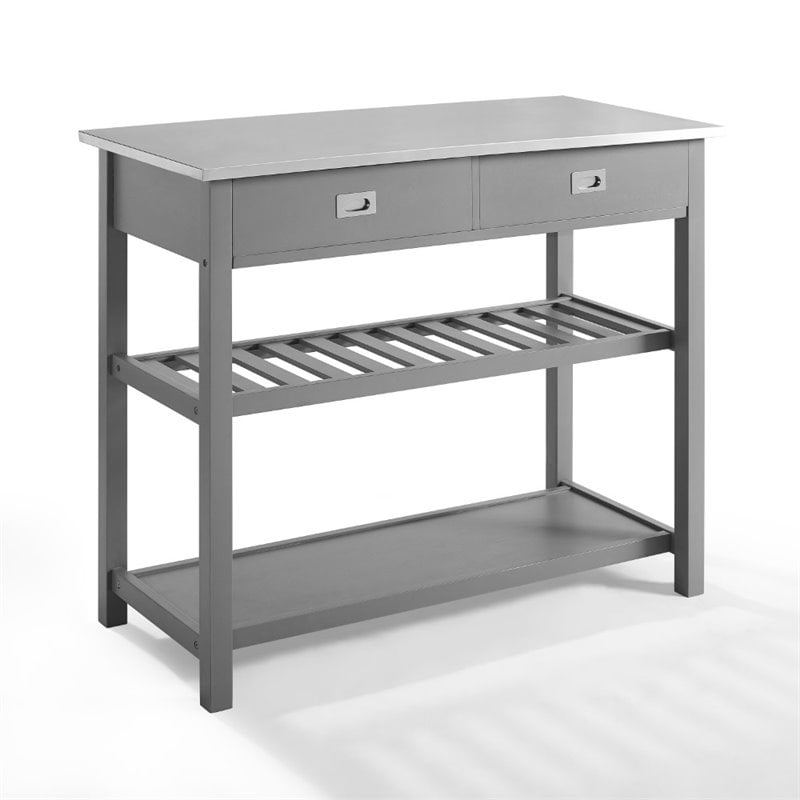 Crosley Chloe Stainless Steel Top Kitchen Cart in Gray