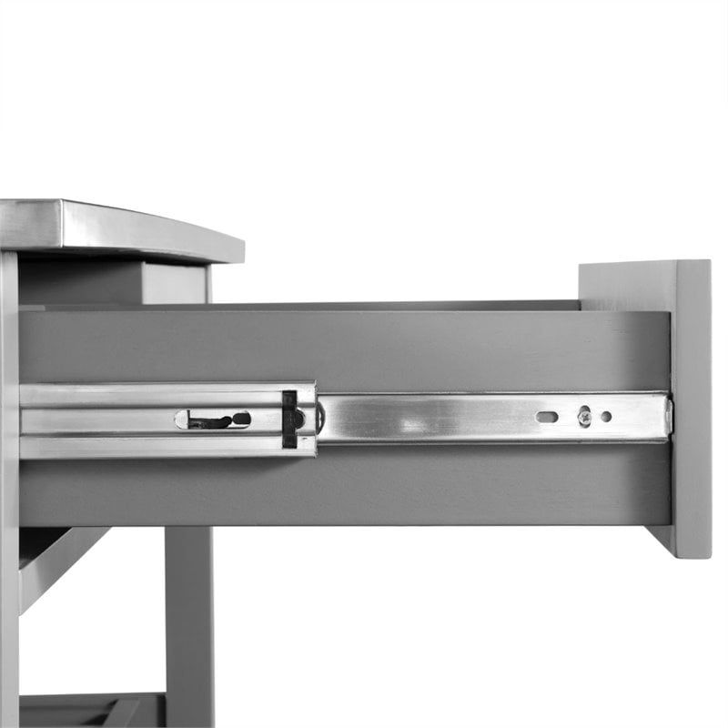 Crosley Chloe Stainless Steel Top Kitchen Cart in Gray