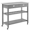 Crosley Chloe Stainless Steel Top Kitchen Cart in Gray