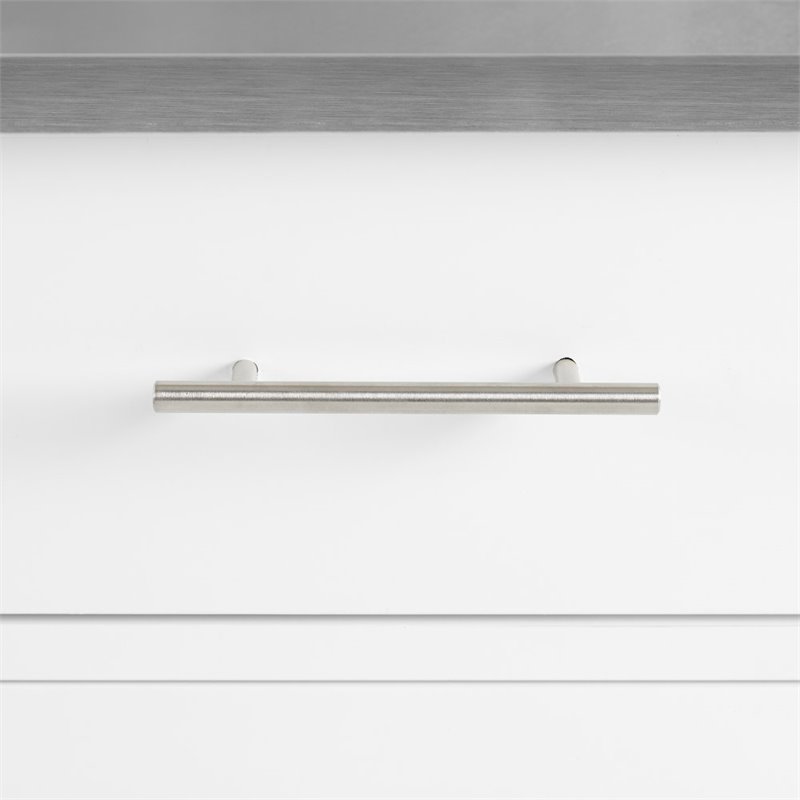 Crosley Savannah Stainless Steel Top Compact Kitchen Cart in White