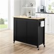 Crosley Savannah Wood Top Kitchen Island Cart in Black