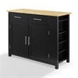 Crosley Savannah Wood Top Kitchen Island Cart in Black