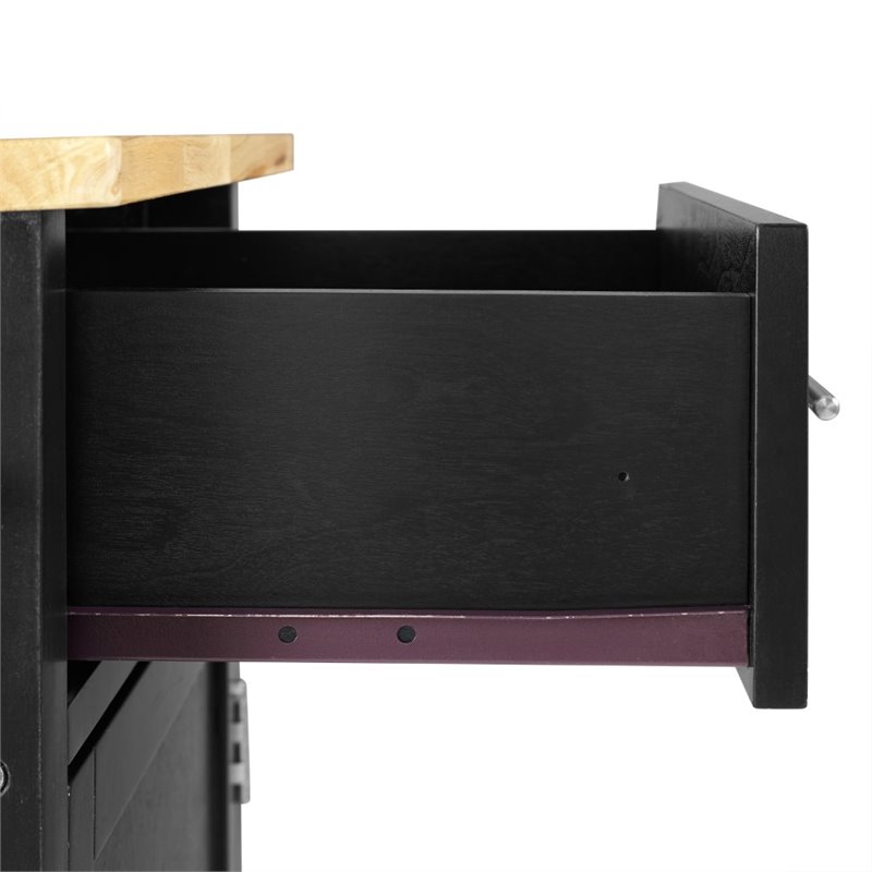 Crosley Savannah Wood Top Kitchen Island Cart in Black