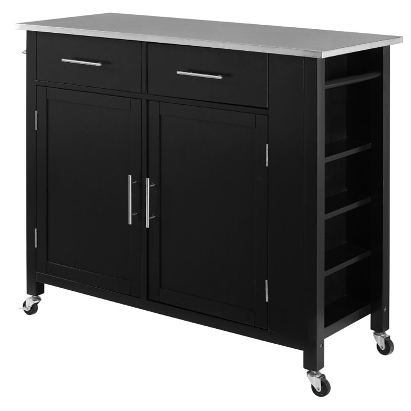 Crosley Savannah Stainless Steel Top Kitchen Island Cart In Black Cf3029ss Bk