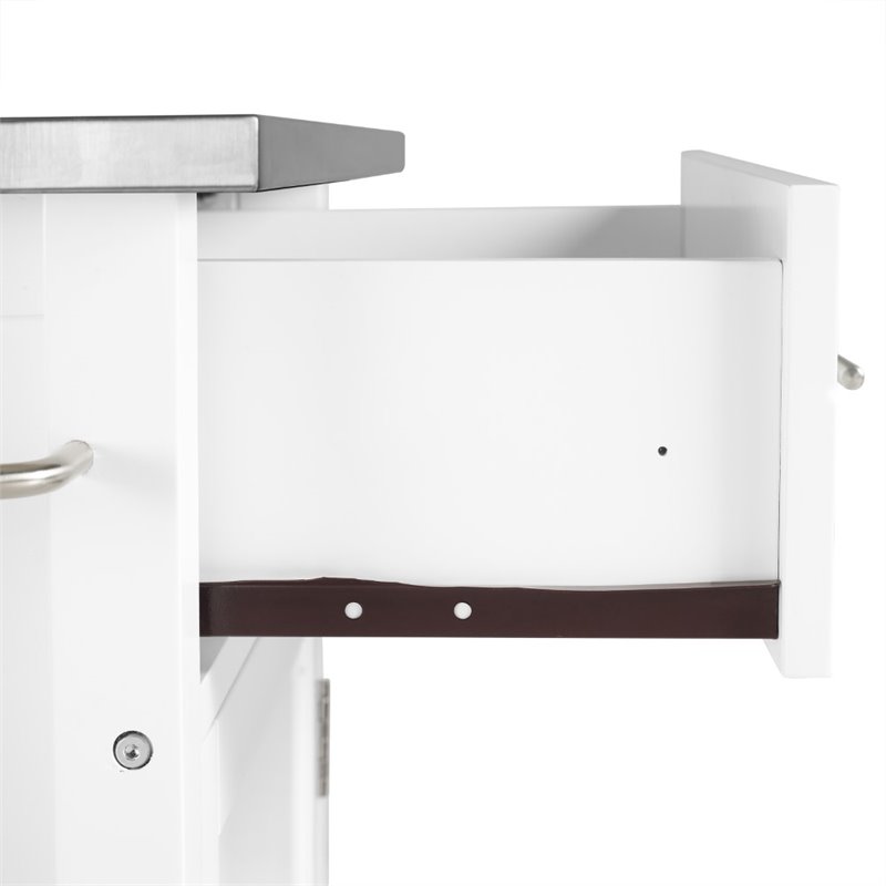Crosley Savannah Stainless Steel Top Kitchen Island Cart in White