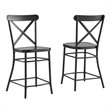 Crosley Furniture Camille 2 Piece Metal Counter Stool Set in Matte Black
