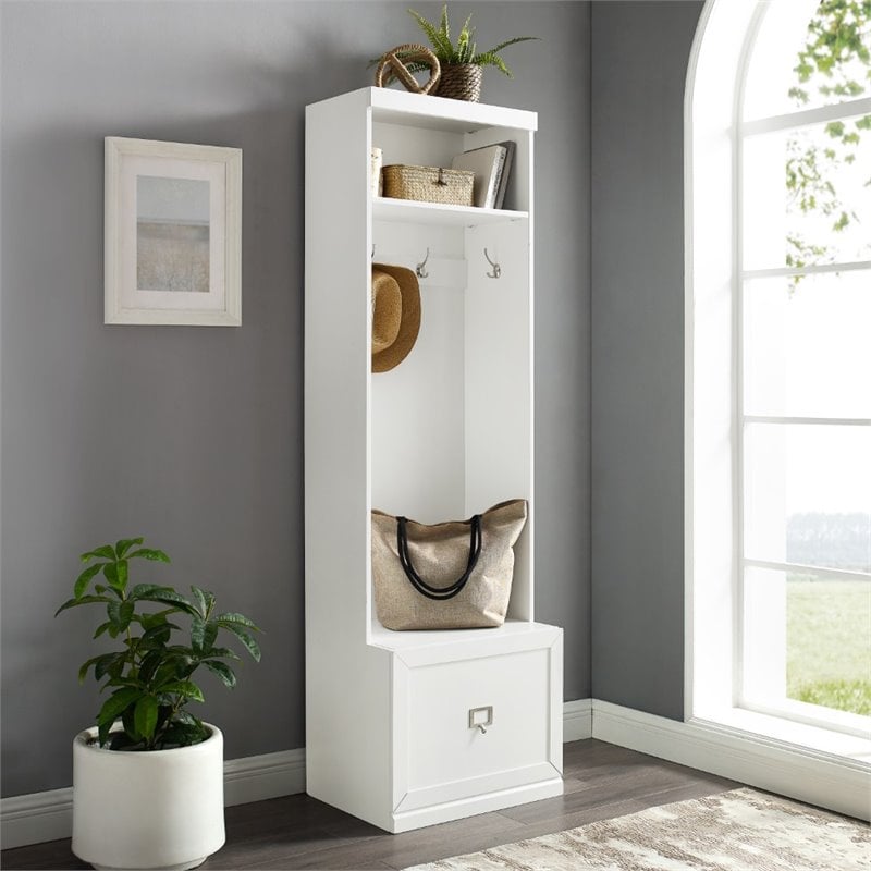 Crosley Furniture Harper Particle Board Wood Hall Tree in White