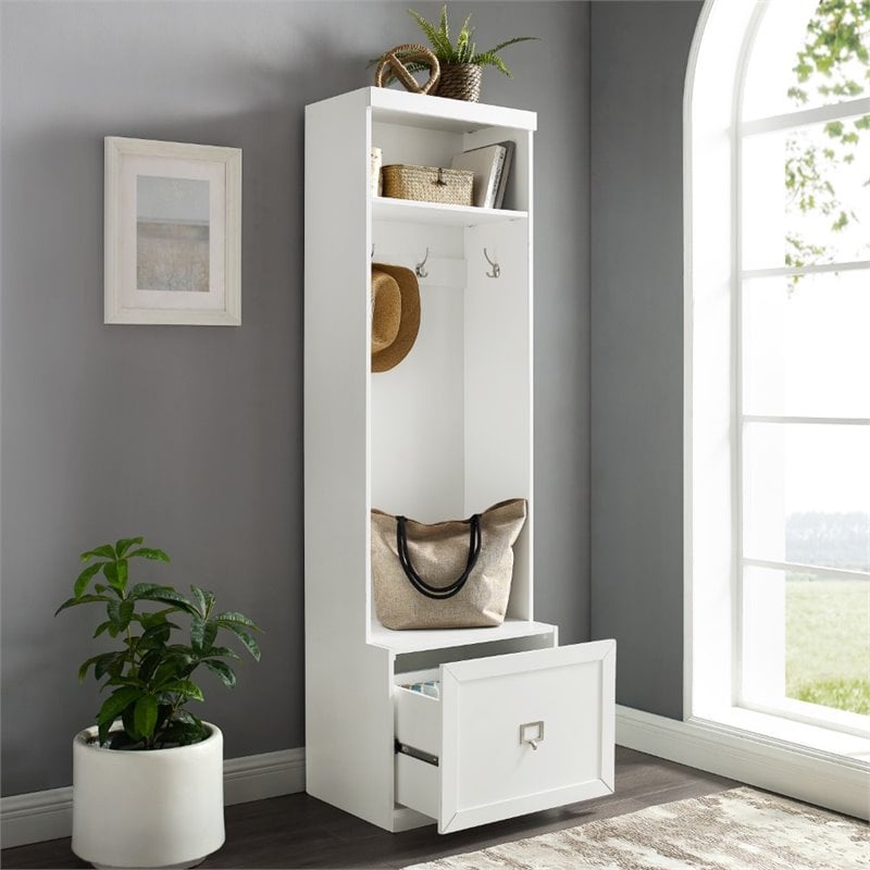 Crosley Furniture Harper Particle Board Wood Hall Tree in White