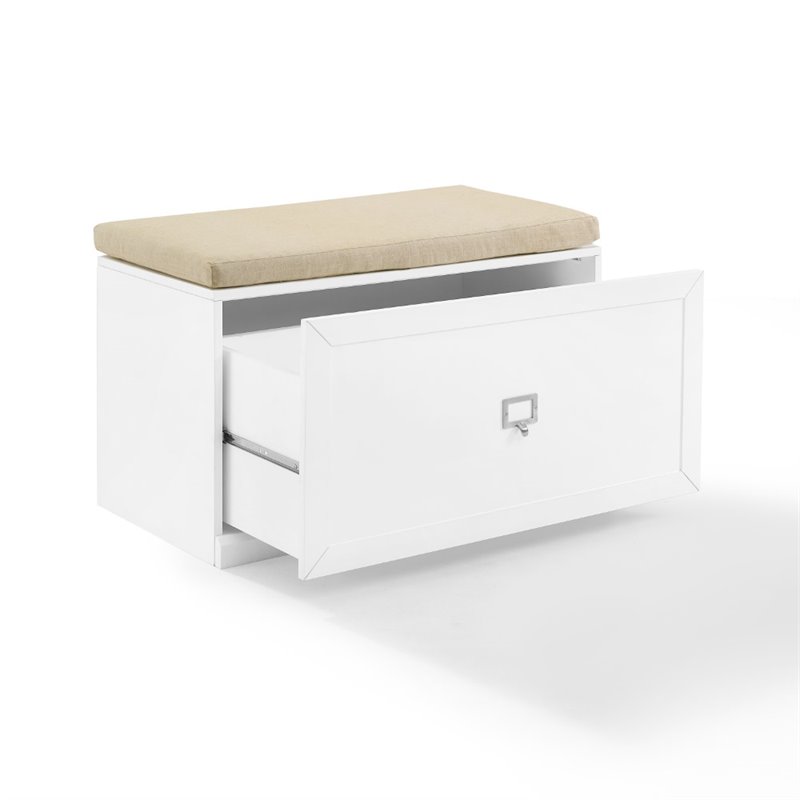 Crosley Furniture Harper Particle Board Wood Entryway Bench in White