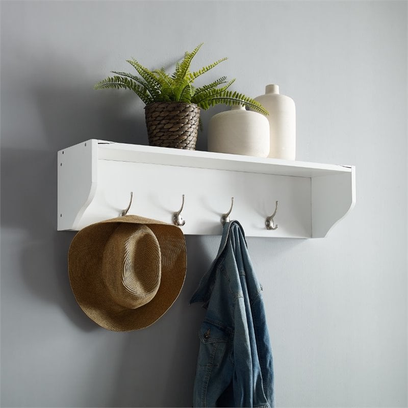 Crosley Furniture Harper MDF Wood Entryway Shelf in White Finish