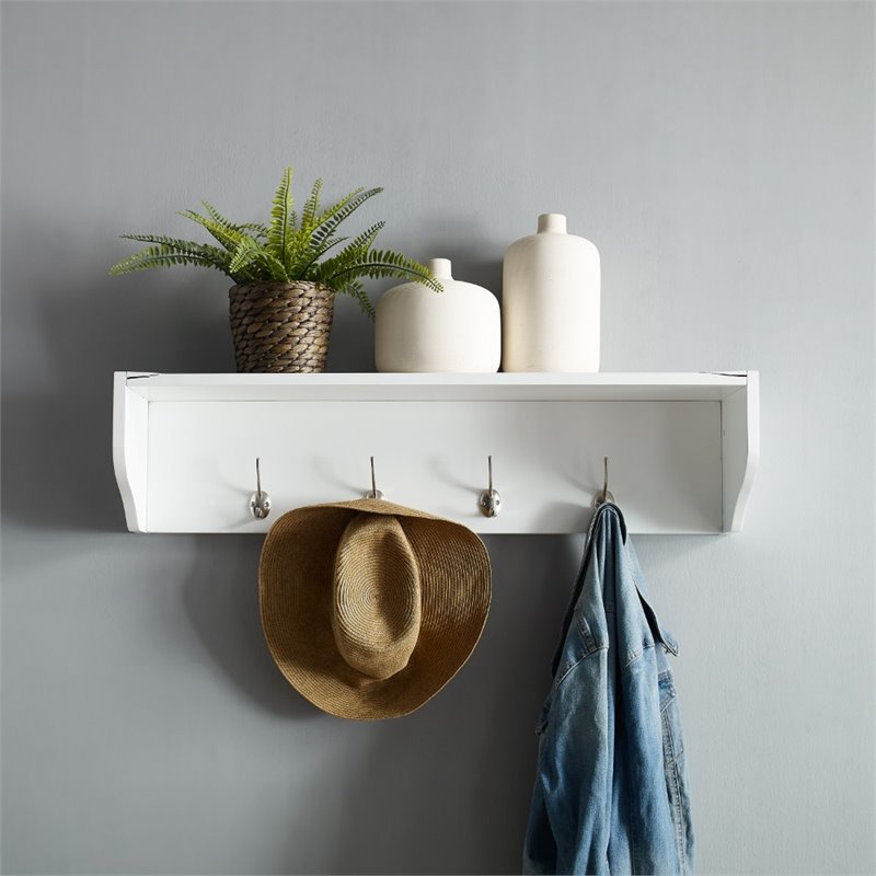 Crosley Furniture Harper MDF Wood Entryway Shelf in White Finish
