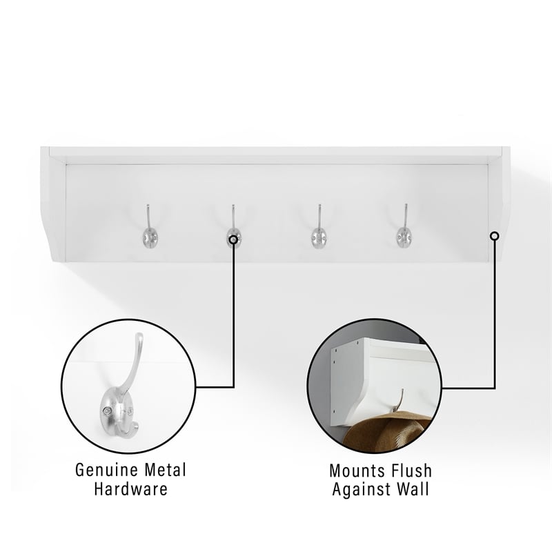 Crosley Furniture Harper MDF Wood Entryway Shelf in White Finish