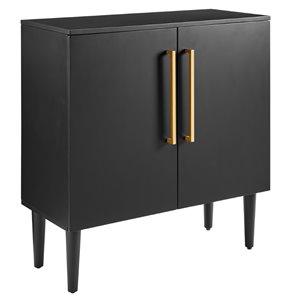 Crosley Furniture Everett Wood Accent Cabinet in Matte Black
