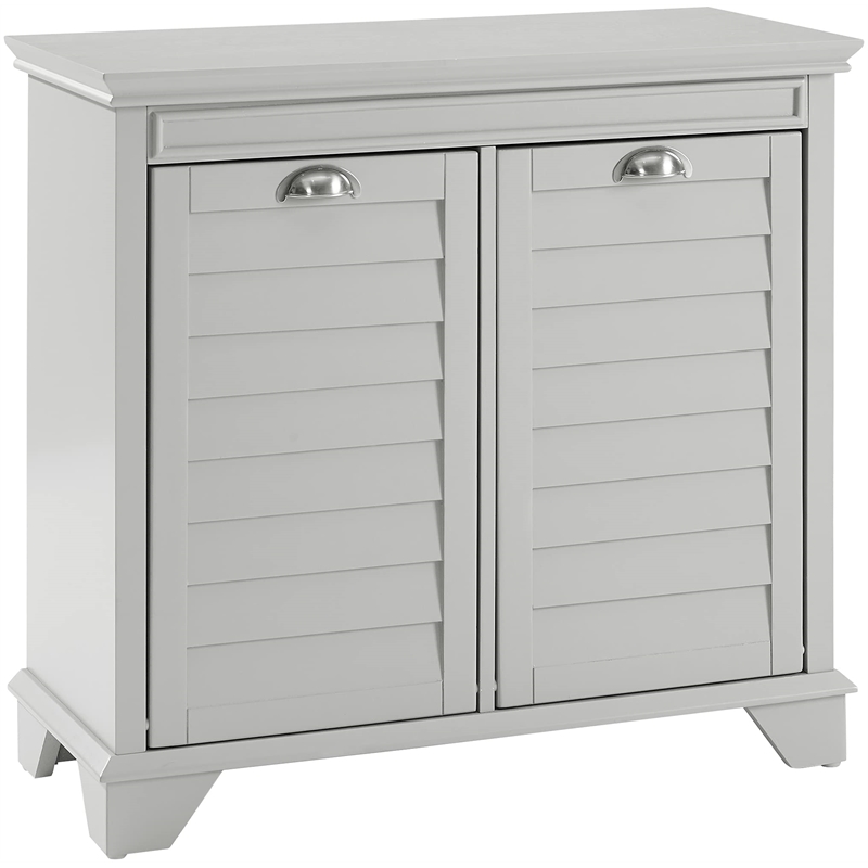 Crosley Furniture Lydia Engineered Wood Linen Hamper in Gray/Chrome