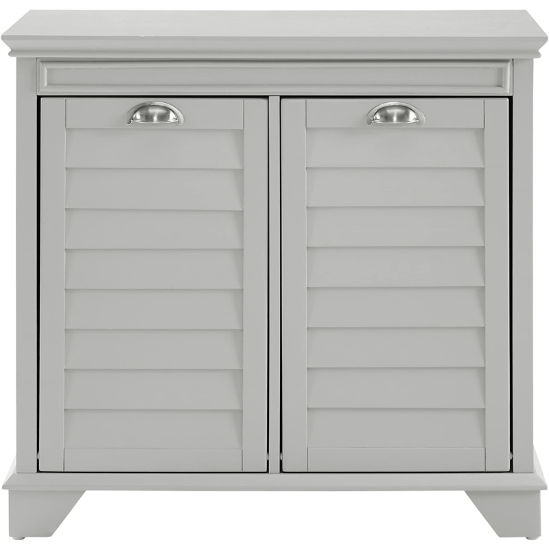 crosley furniture lydia engineered wood linen hamper in gray/chrome