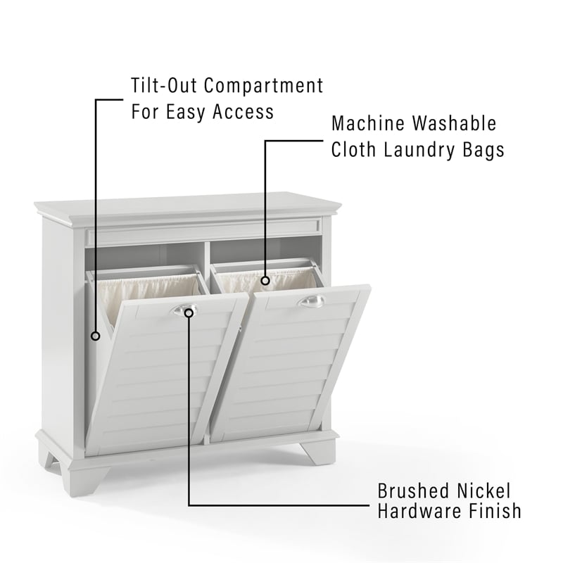 crosley furniture lydia engineered wood linen hamper in gray/chrome