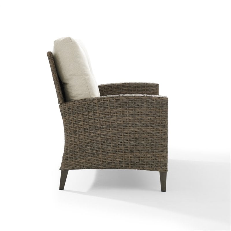 Crosley Rockport Outdoor Wicker High Back Loveseat in Beige