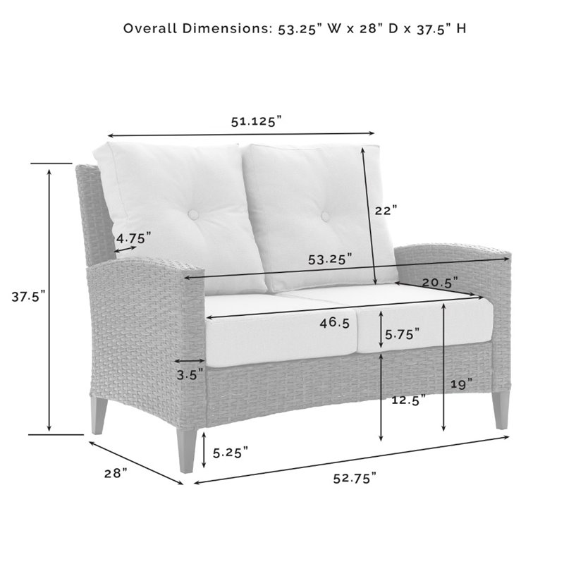 Crosley Rockport Outdoor Wicker High Back Loveseat in Beige