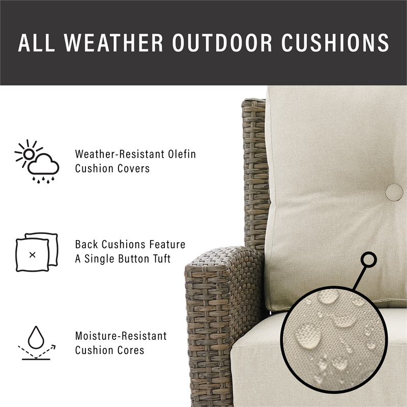 Crosley Rockport Outdoor Wicker High Back Loveseat in Beige